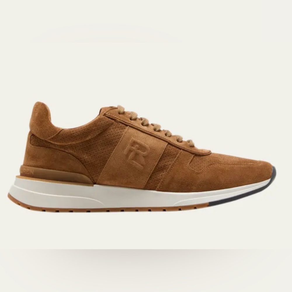 Ralph Lauren Purple Label  Ethan Ii Calf Suede Low-Top Sneakers - Brown NEW $895